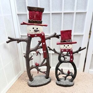 Festive Snowman Holiday Decor Set - Red and Brown